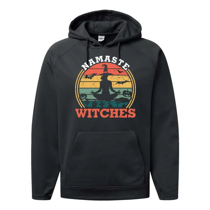 Namaste Witches Meditation Halloween Design Performance Fleece Hoodie