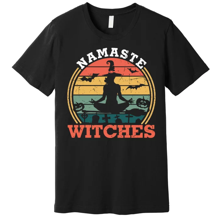 Namaste Witches Meditation Halloween Design Premium T-Shirt