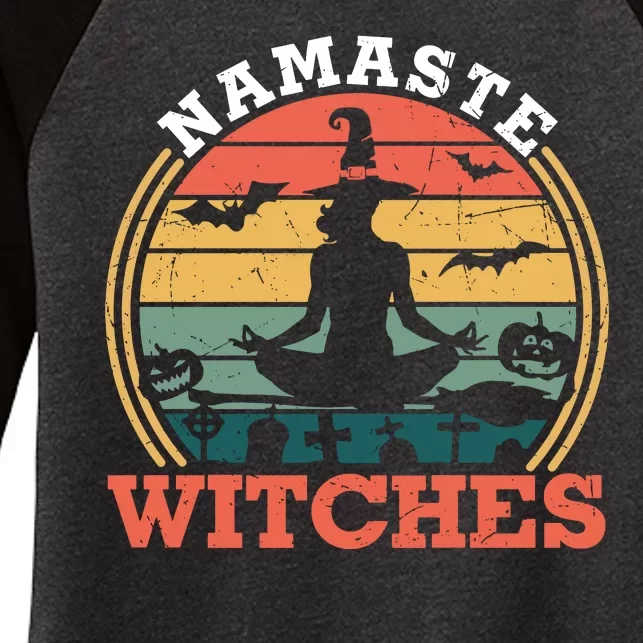 Namaste Witches Meditation Halloween Design Women's Tri-Blend 3/4-Sleeve Raglan Shirt