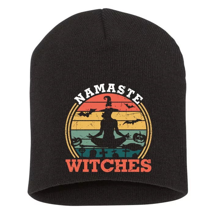 Namaste Witches Meditation Halloween Design Short Acrylic Beanie