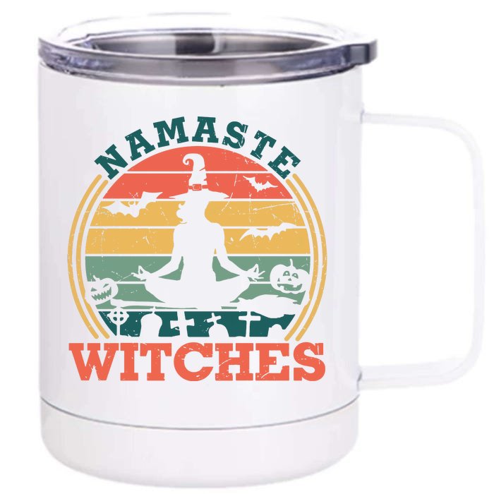 Namaste Witches Meditation Halloween Design Front & Back 12oz Stainless Steel Tumbler Cup