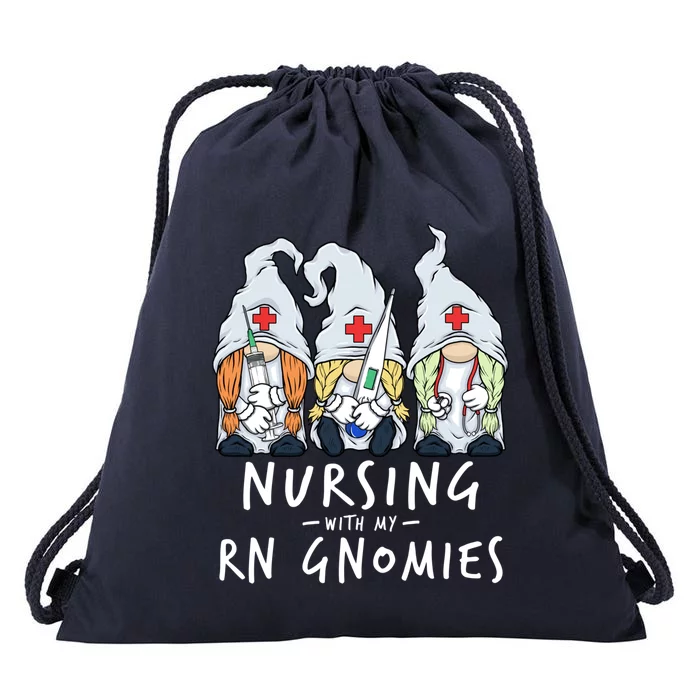 Nursing With My Rn Gnomies Of Nurse Gnome Scrubs Meaningful Gift Drawstring Bag