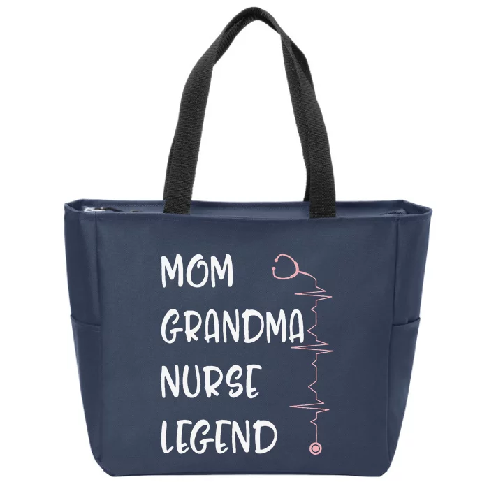 Nurses Week Mom Grandma Nurse Legend Mothers Day Retirement Zip Tote Bag