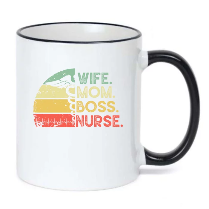 Nurse Wife Mom Boss Retro Nurse Nursing Rn Lpn Mothers Day Gift Black Color Changing Mug