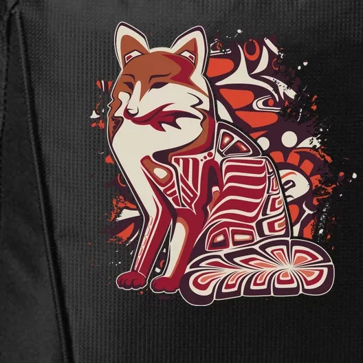 North West Native American Fox Pattern City Backpack