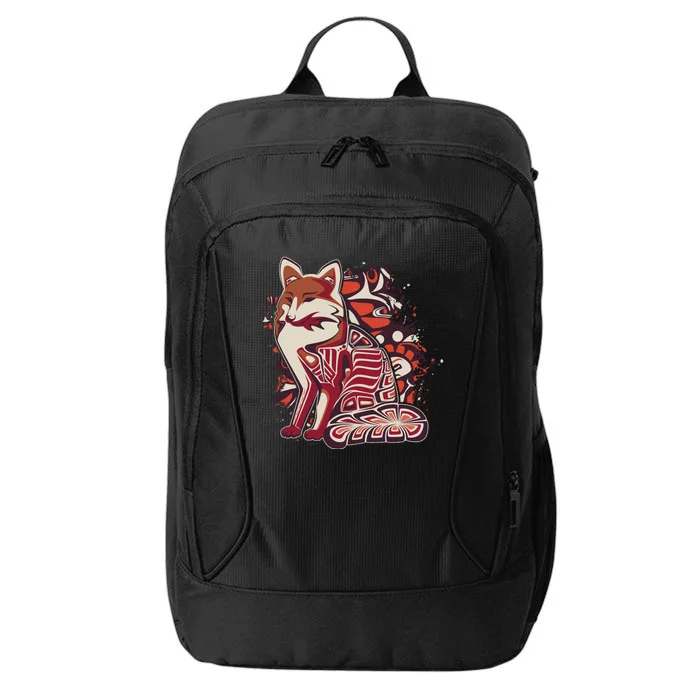 North West Native American Fox Pattern City Backpack