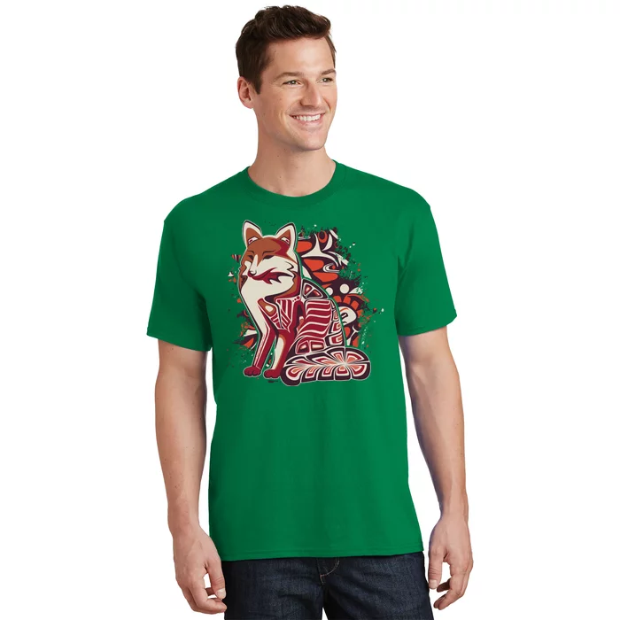 North West Native American Fox Pattern T-Shirt