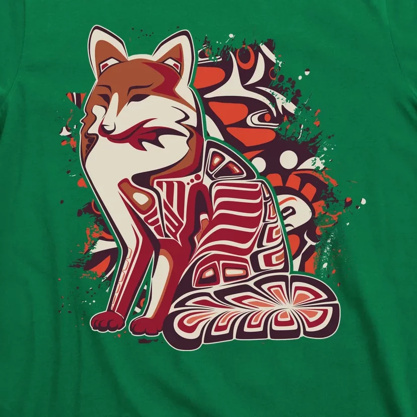 North West Native American Fox Pattern T-Shirt