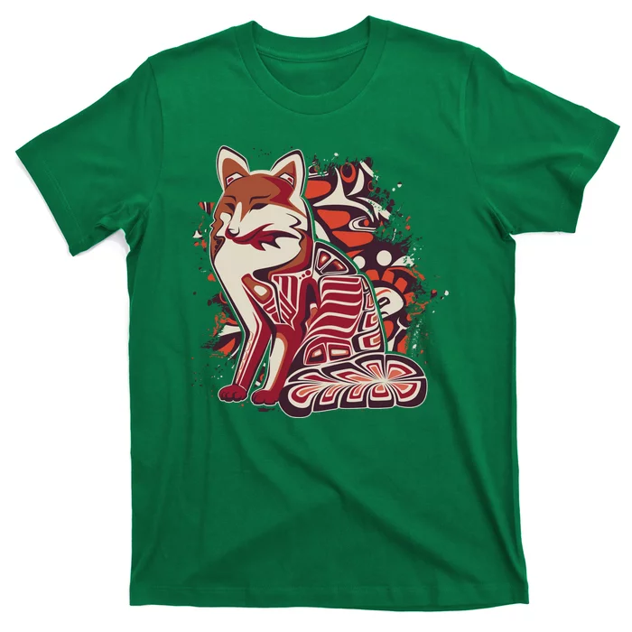 North West Native American Fox Pattern T-Shirt