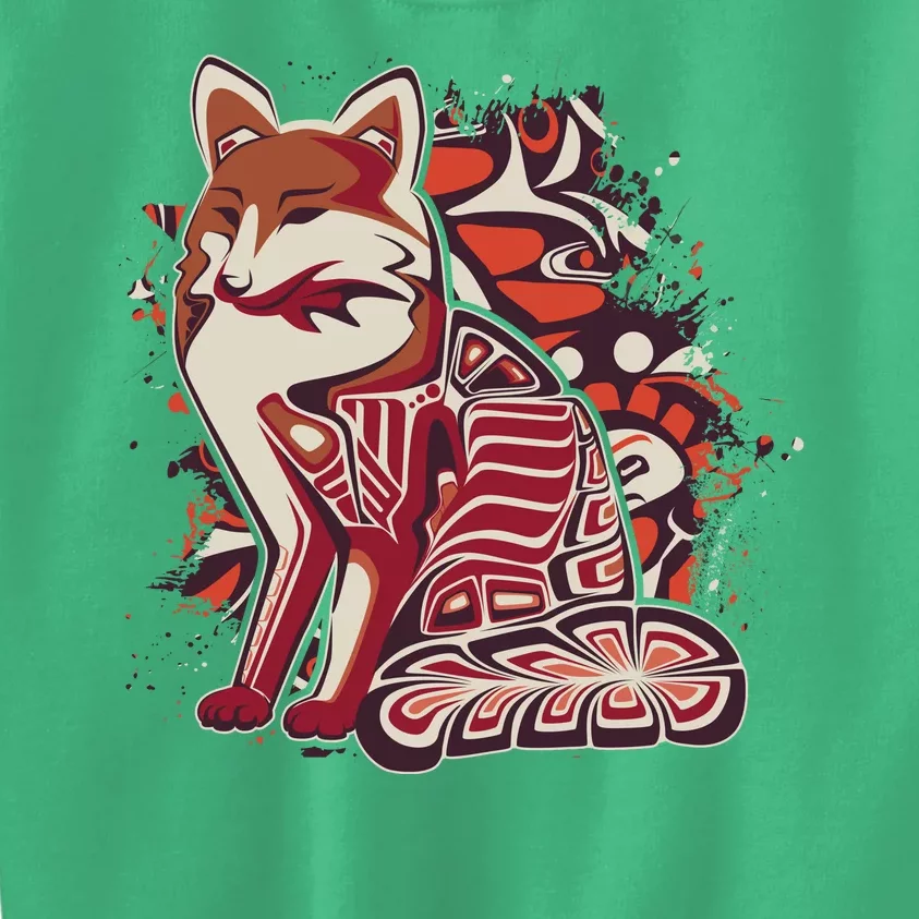 North West Native American Fox Pattern Kids Sweatshirt