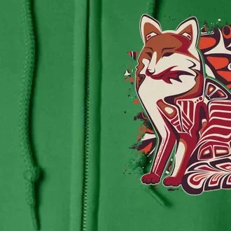 North West Native American Fox Pattern Full Zip Hoodie