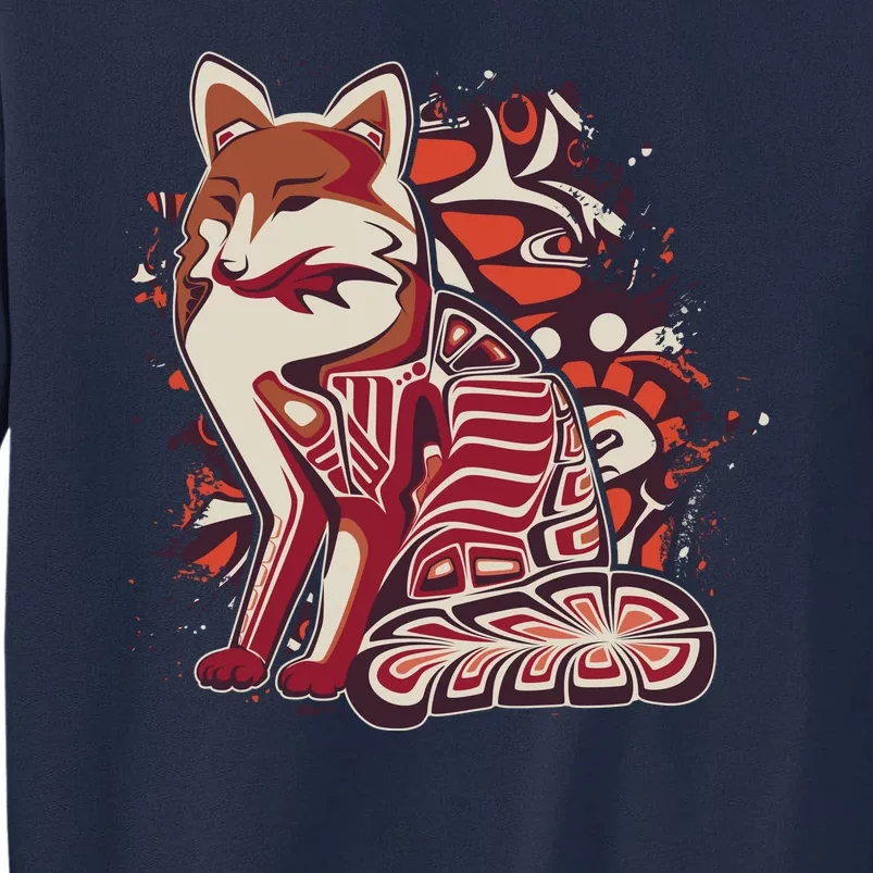 North West Native American Fox Pattern Tall Sweatshirt