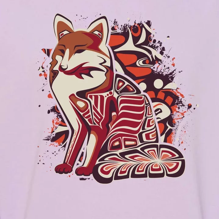 North West Native American Fox Pattern Garment-Dyed Sweatshirt