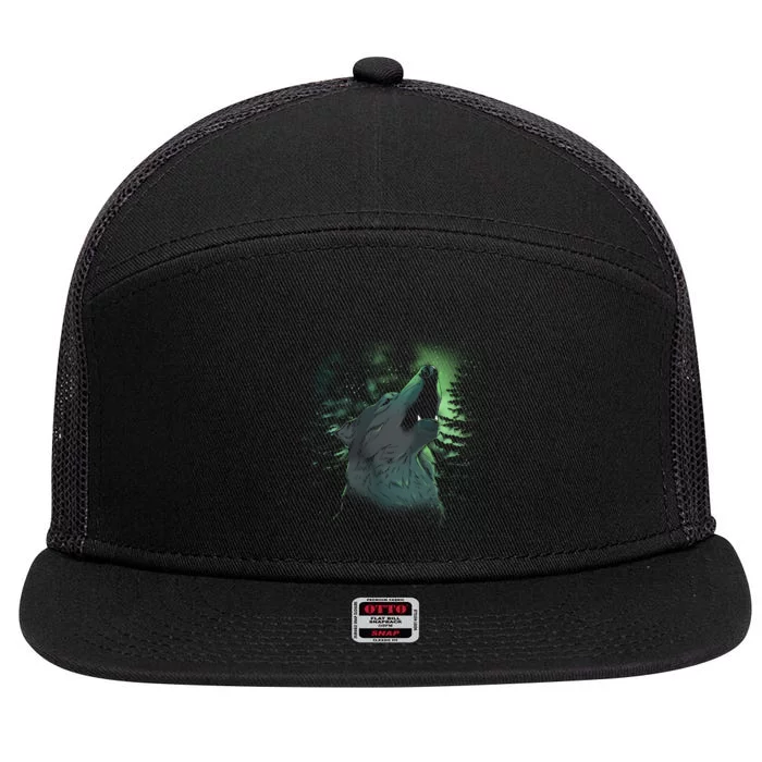 Night Wolf 7 Panel Mesh Trucker Snapback Hat