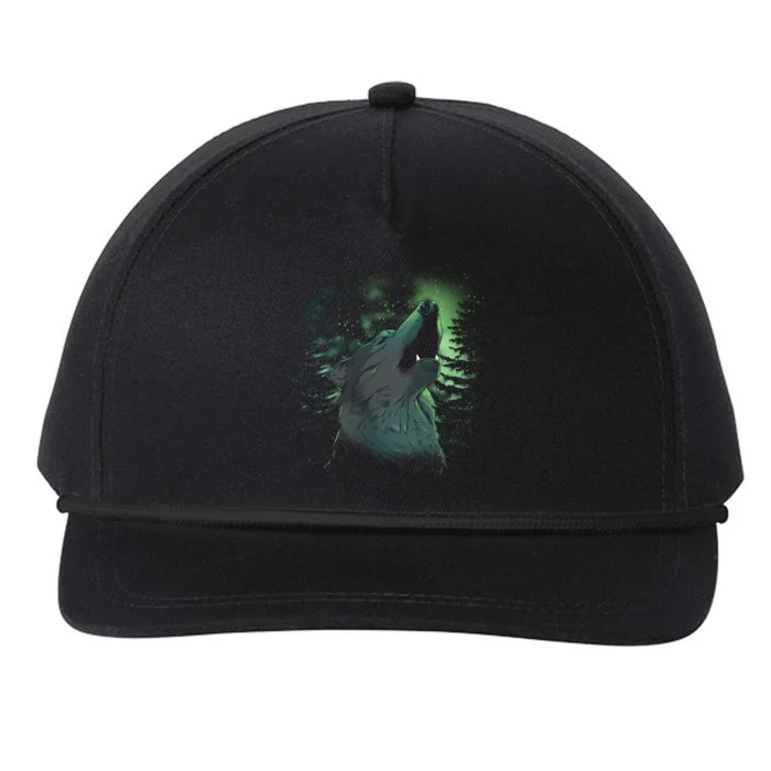 Night Wolf Snapback Five-Panel Rope Hat