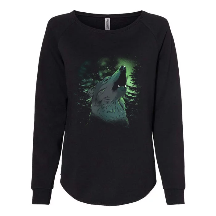 Night Wolf Womens California Wash Sweatshirt