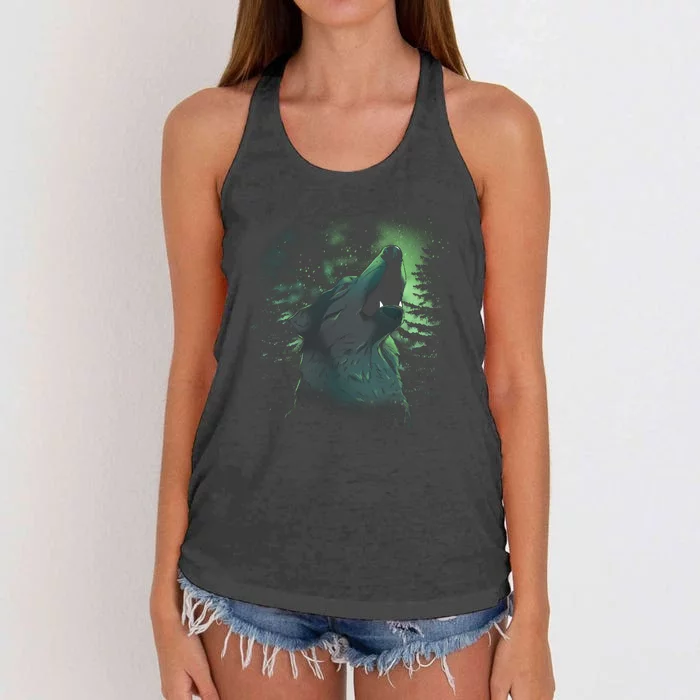 Night Wolf Women's Knotted Racerback Tank