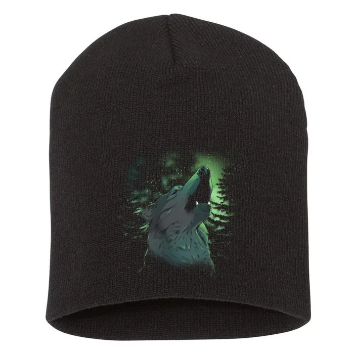 Night Wolf Short Acrylic Beanie