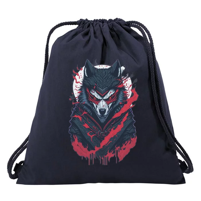 Ninja Wolf Drawstring Bag