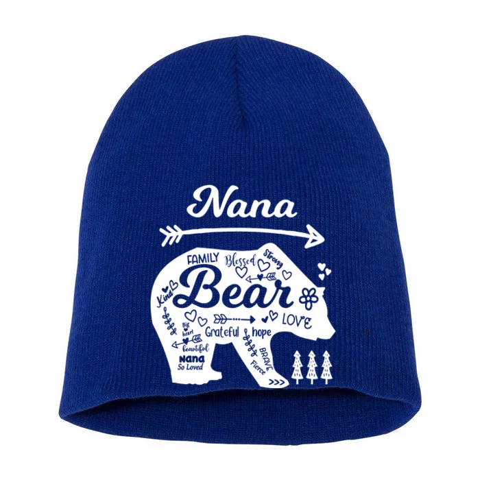 Nana Words Of Love Bear With Doodle Graphics Grandma Funny Gift Short Acrylic Beanie