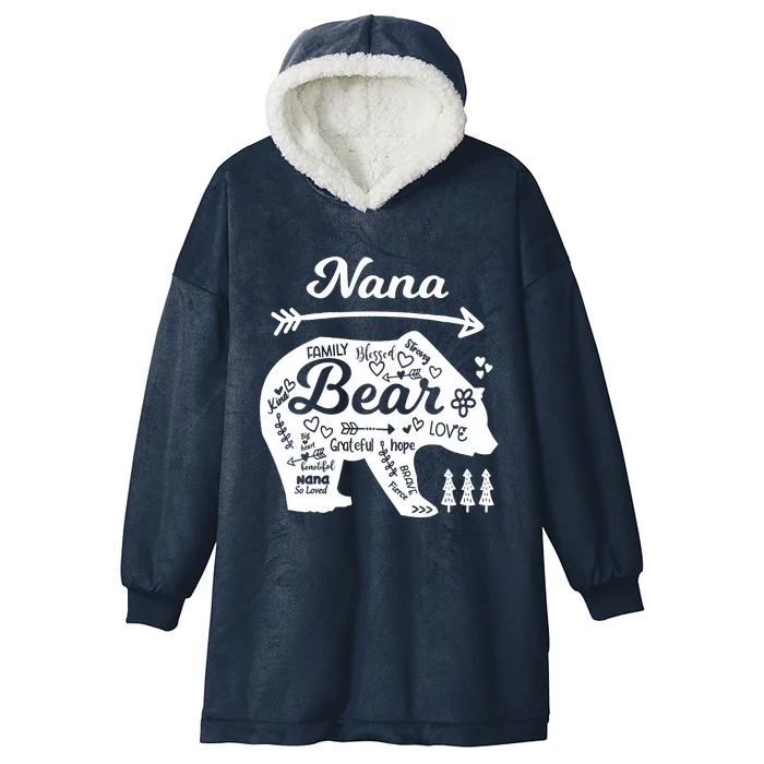 Nana Words Of Love Bear With Doodle Graphics Grandma Funny Gift Hooded Wearable Blanket