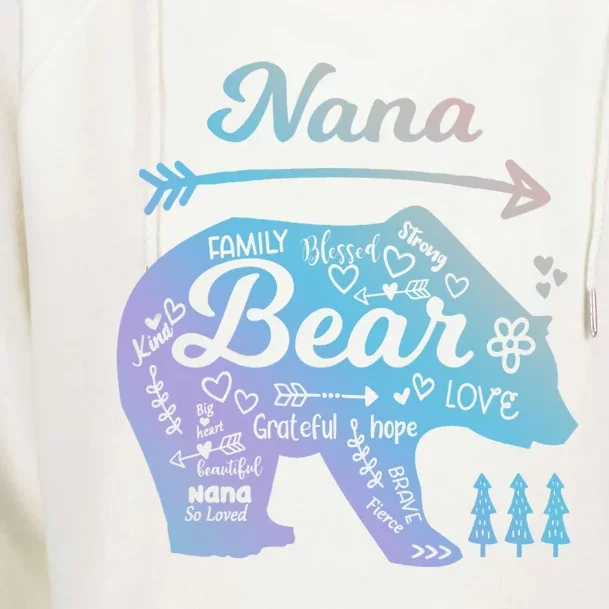 Nana Words Of Love Bear With Doodle Graphics Grandma Funny Gift Womens Funnel Neck Pullover Hood