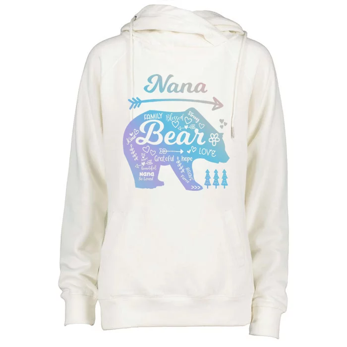 Nana Words Of Love Bear With Doodle Graphics Grandma Funny Gift Womens Funnel Neck Pullover Hood