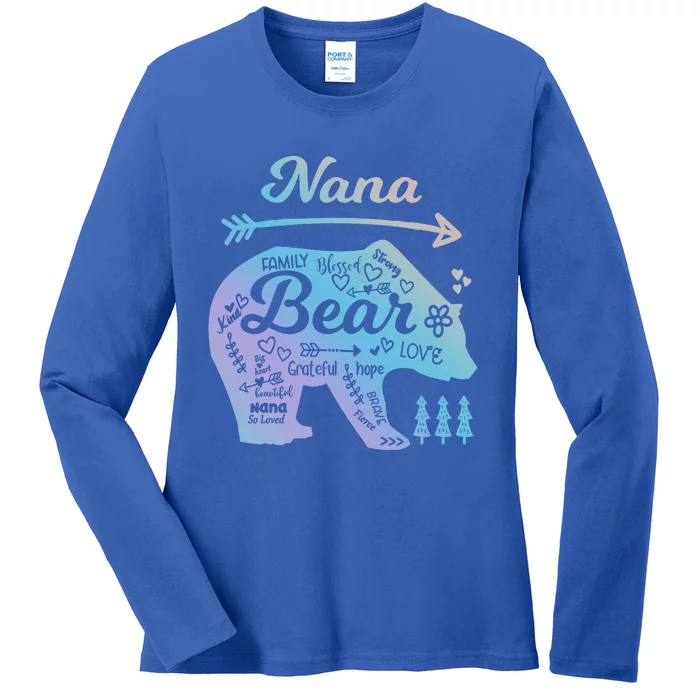 Nana Words Of Love Bear With Doodle Graphics Grandma Funny Gift Ladies Long Sleeve Shirt