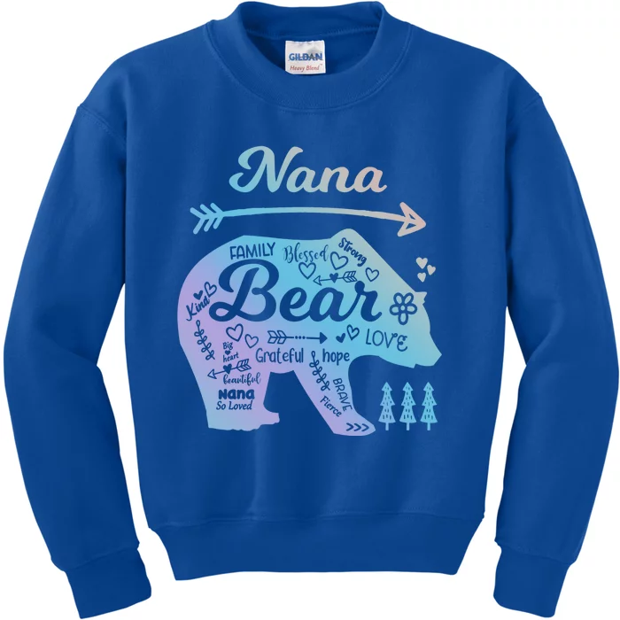 Nana Words Of Love Bear With Doodle Graphics Grandma Funny Gift Kids Sweatshirt