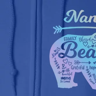 Nana Words Of Love Bear With Doodle Graphics Grandma Funny Gift Full Zip Hoodie