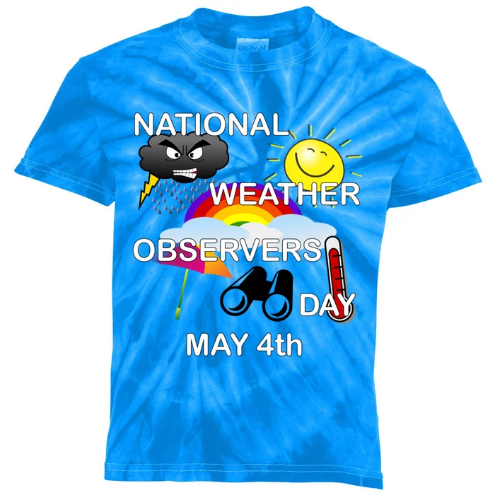 National Weather Observers Day Gift Kids Tie-Dye T-Shirt