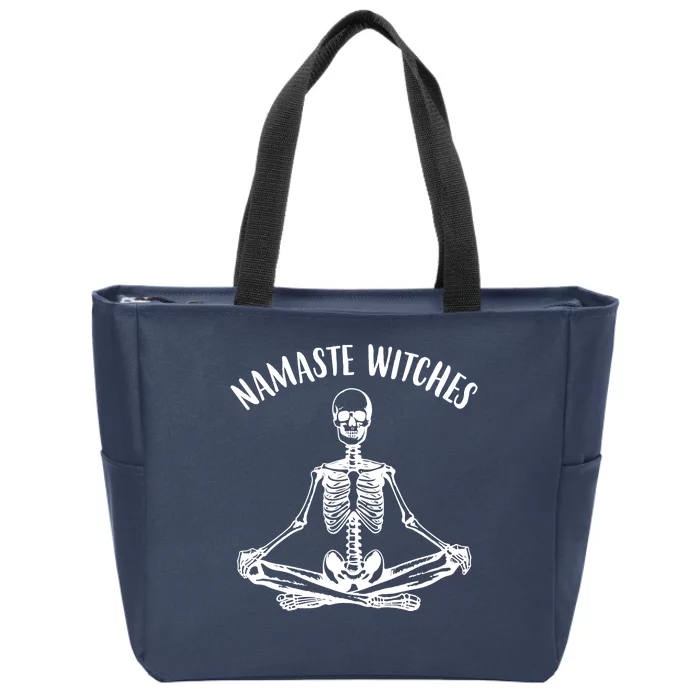 Namaste Witches Skeleton Halloween Yoga Zip Tote Bag