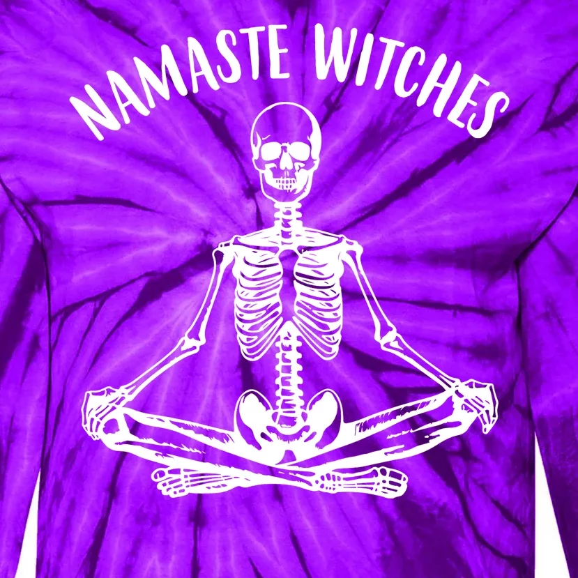 Namaste Witches Skeleton Halloween Yoga Tie-Dye Long Sleeve Shirt