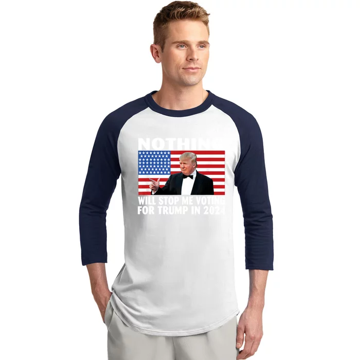 Nothing Will Stop Me Voting For Trump In 2024 Baseball Sleeve Shirt