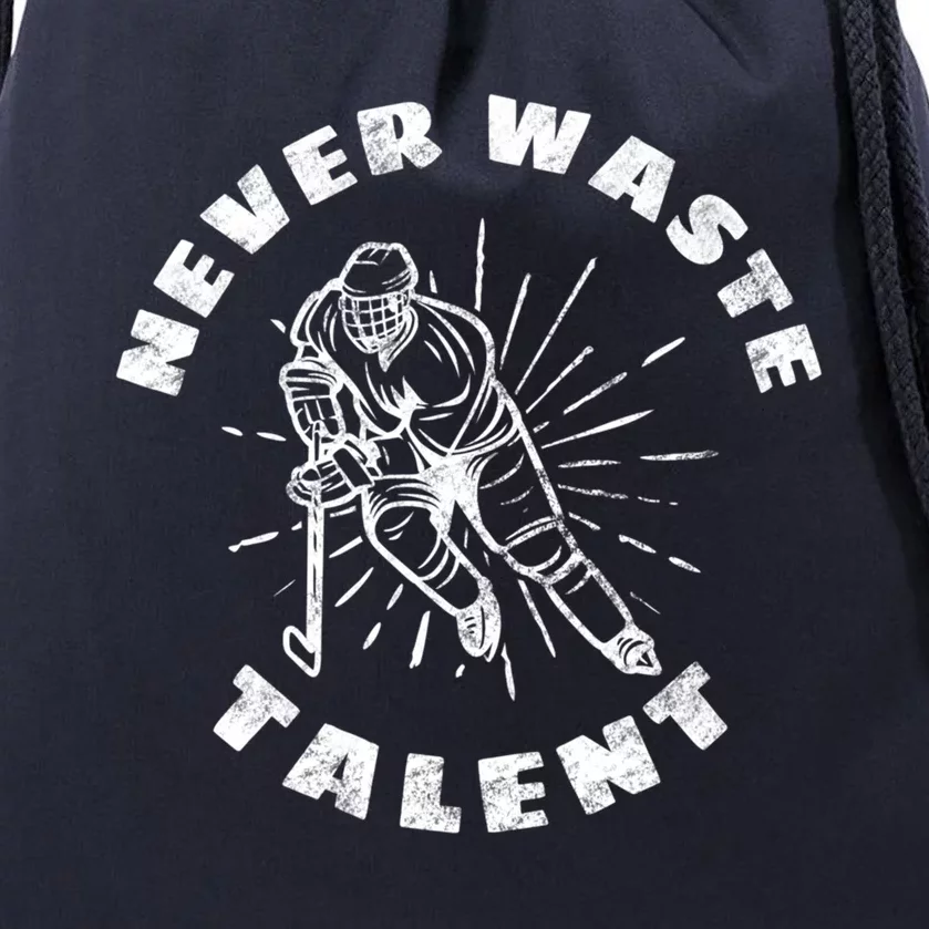 Never Waste Talent Hockey (Back) Gift Drawstring Bag