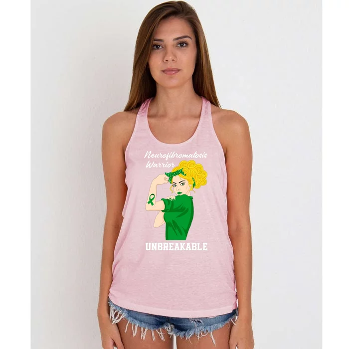 Neurofibromatosis Warrior Unbreakable Neurofibromatosis Gift Women's Knotted Racerback Tank