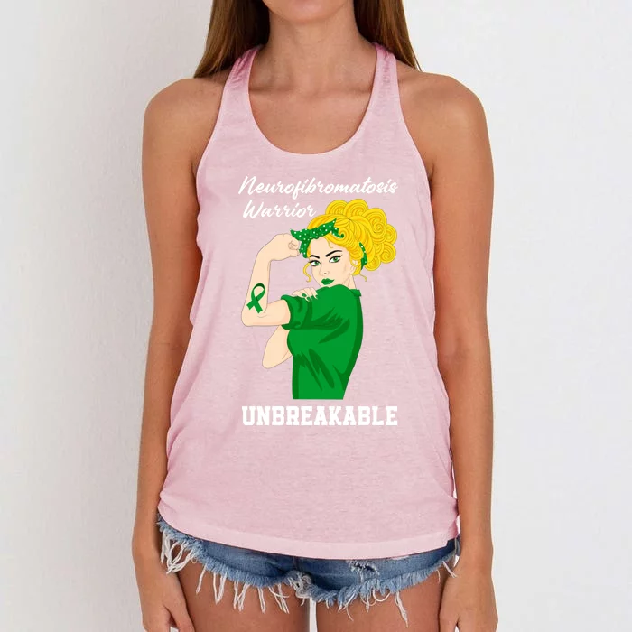 Neurofibromatosis Warrior Unbreakable Neurofibromatosis Gift Women's Knotted Racerback Tank