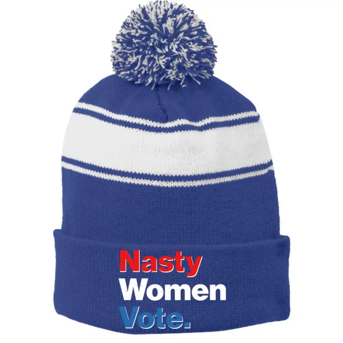 Nasty Women Vote Stripe Pom Pom Beanie