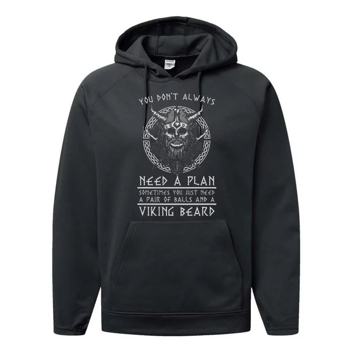 Nordic Warrior Viking Beard Gift Viking Performance Fleece Hoodie