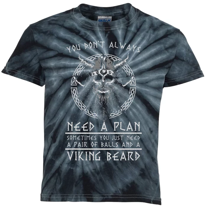 Nordic Warrior Viking Beard Gift Viking Kids Tie-Dye T-Shirt