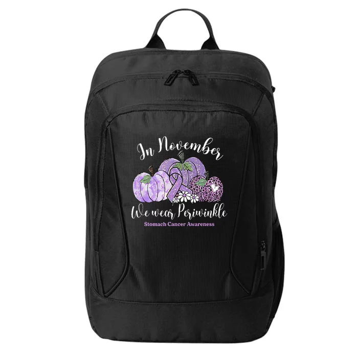 November We Wear Periwinkle Leopard Pumpkin Stomach Cancer City Backpack