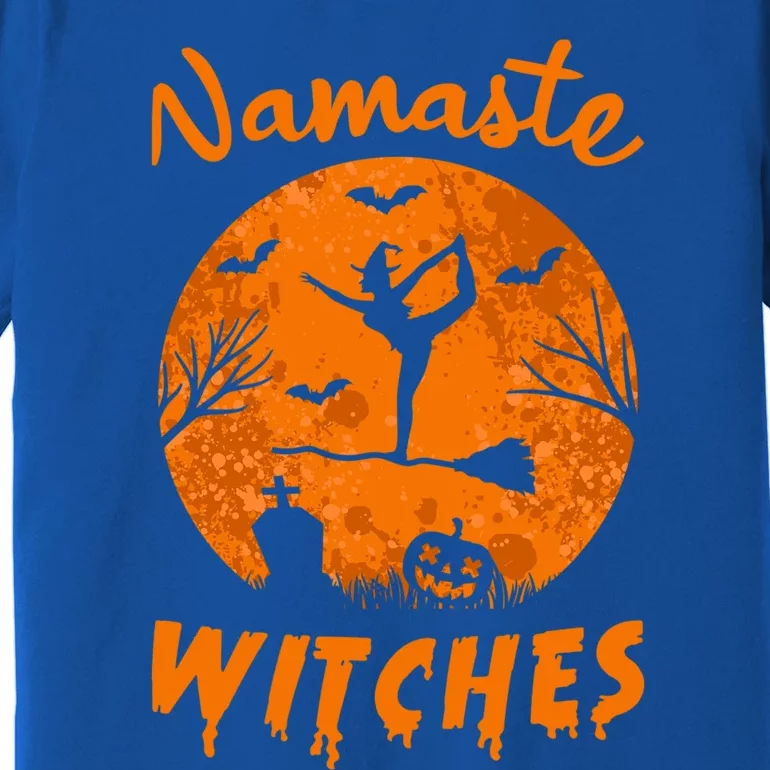 Namaste Witches Yoga Meditation Halloween Broomstick Witch Funny Gift Premium T-Shirt