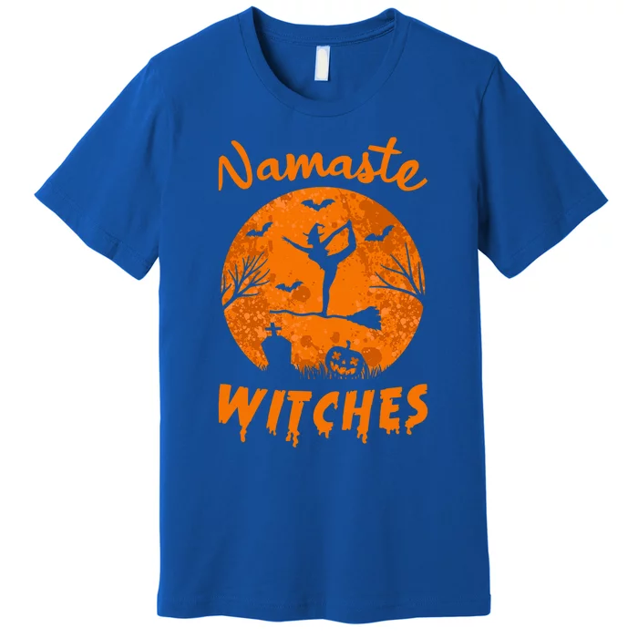 Namaste Witches Yoga Meditation Halloween Broomstick Witch Funny Gift Premium T-Shirt