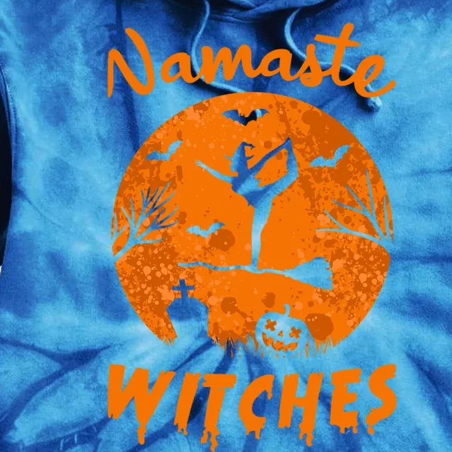 Namaste Witches Yoga Meditation Halloween Broomstick Witch Funny Gift Tie Dye Hoodie