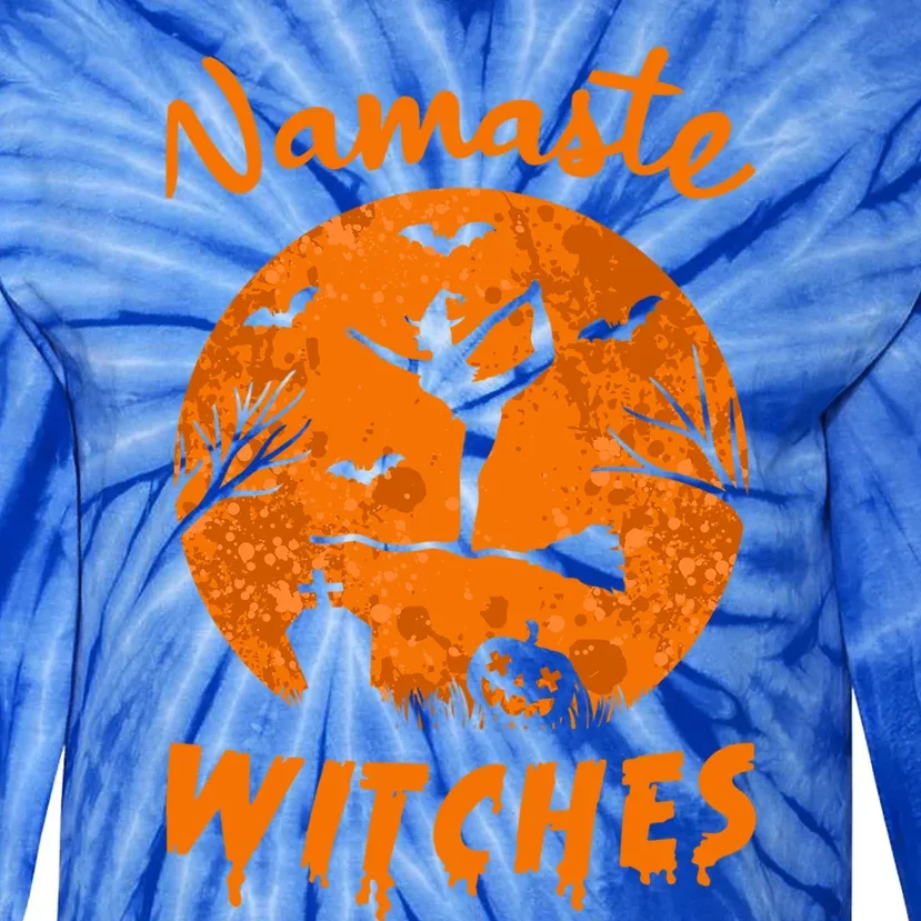 Namaste Witches Yoga Meditation Halloween Broomstick Witch Funny Gift Tie-Dye Long Sleeve Shirt