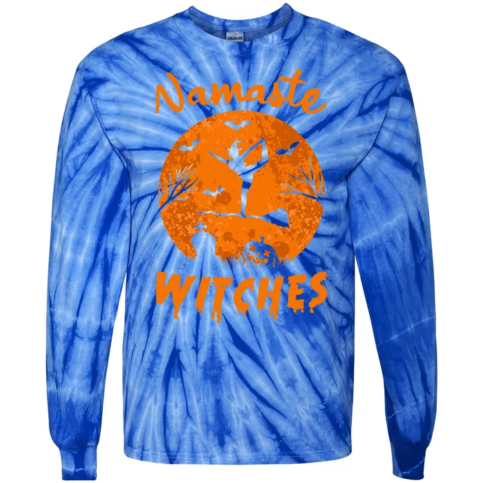 Namaste Witches Yoga Meditation Halloween Broomstick Witch Funny Gift Tie-Dye Long Sleeve Shirt