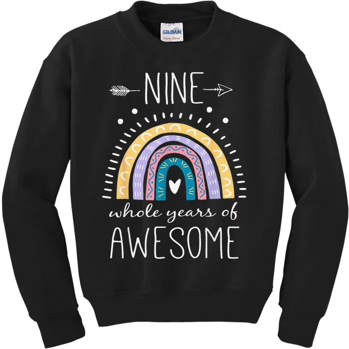 nine whole years of awesome 9 year old s 9 bday rainbow Kids Sweatshirt