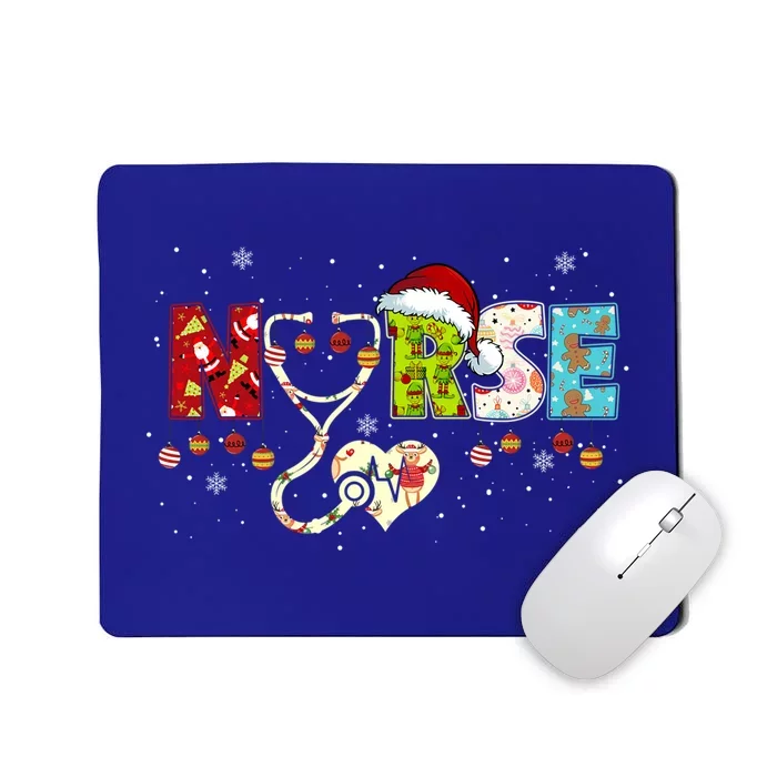 Nurse Xmas Gift With Santa Claus Elf Reindeer With Hat Meaningful Gift Mousepad