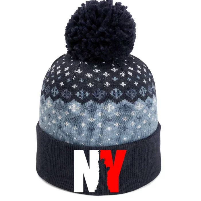 NY - New York Statue Of Liberty Die Cut The Baniff Cuffed Pom Beanie