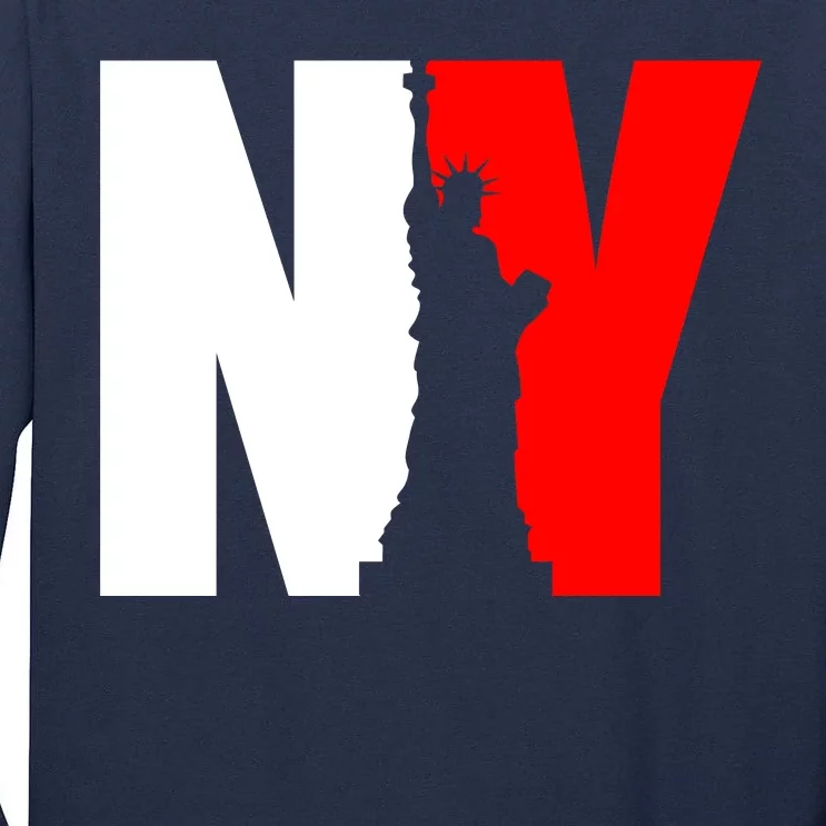 NY - New York Statue Of Liberty Die Cut Tall Long Sleeve T-Shirt